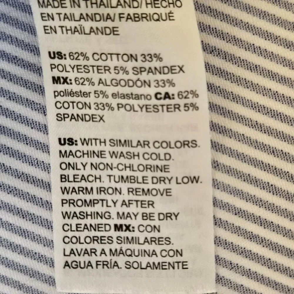 Chicos No Iron Womens Blue White Striped Long Sleeve Button Down Shirt Large